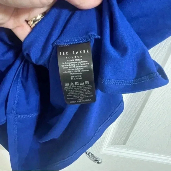 Ted Baker Gerbela Blue Square Neck Short Sleeve Top Size 2/US 6 - Picture 7 of 12